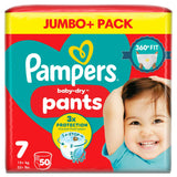 Pampers Baby Dry Nappy Pants Jumbo+ Pack Nappies Size 7, 17kg+ x50