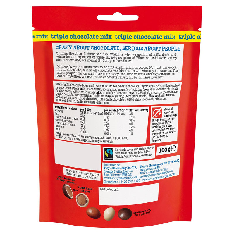 Tony's Chocolonely Littl' Bits Triple Chocolate Mix 100g