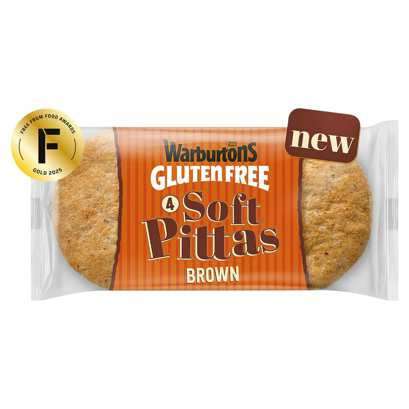Warburtons Gluten Free brown soft pitta breads 4 pack (British brand)