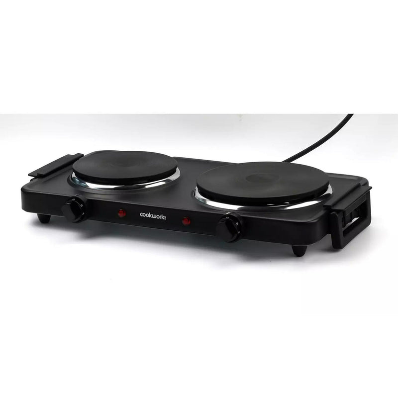 Cookworks 2500W Double Hotplate Hob 50.5 x 27 x 7cm - British product