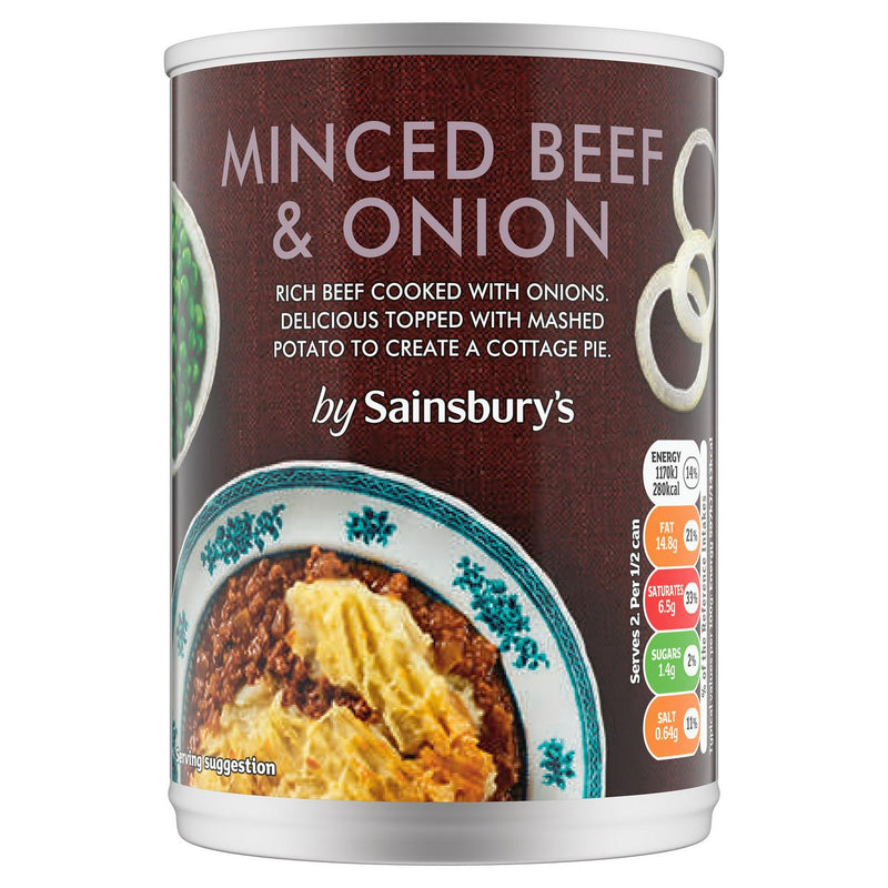 Sainsbury's Minced Beef and Onion 392g can (British brand)