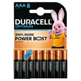 Duracell Optimum AAA batteries pack of eight - British product