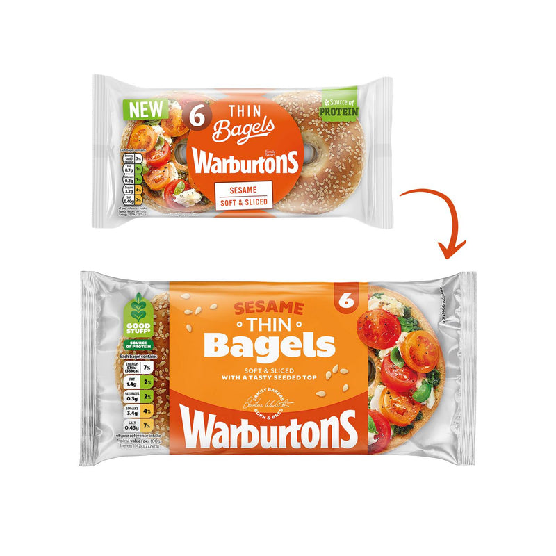 Warburtons Sesame Thin Bagels x6