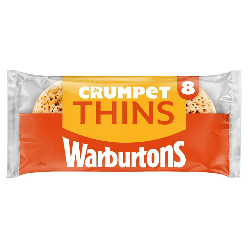 Warburtons Crumpet Thins 8 Pack vegan friendly breakfast option (British brand)