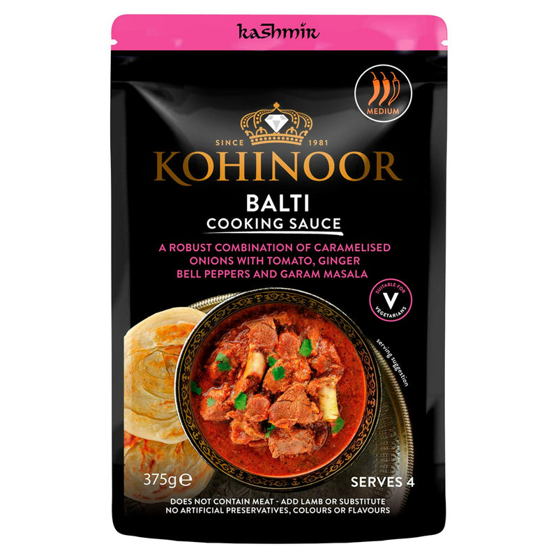 Kohinoor Balti Cooking Sauce 375g, imported from the UK
