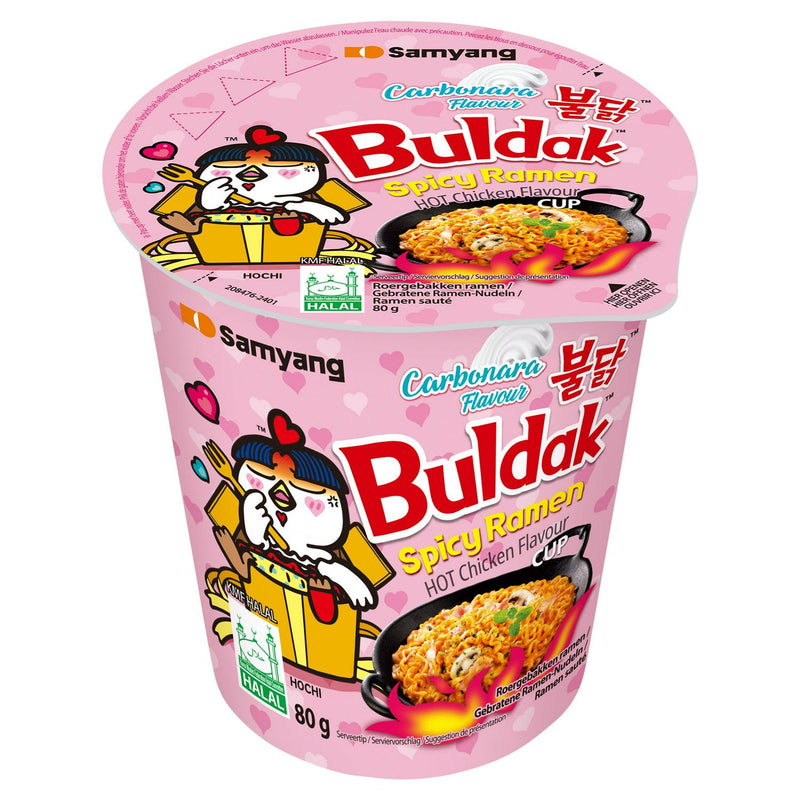 Samyang Buldak Spicy Carbonara Ramen 80g Cup (British brand)