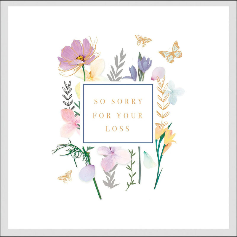 Sainsbury's Sympathy, Sorry for your Loss, Thinking of you Floral Design Greeting Card