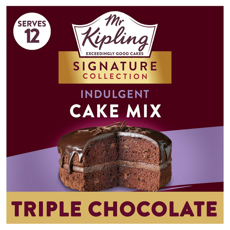 Mr Kipling cake mix triple chocolate 416g, imported from the UK