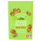 Sainsbury's Pitted Green Olives with Chilli 70g (British brand)