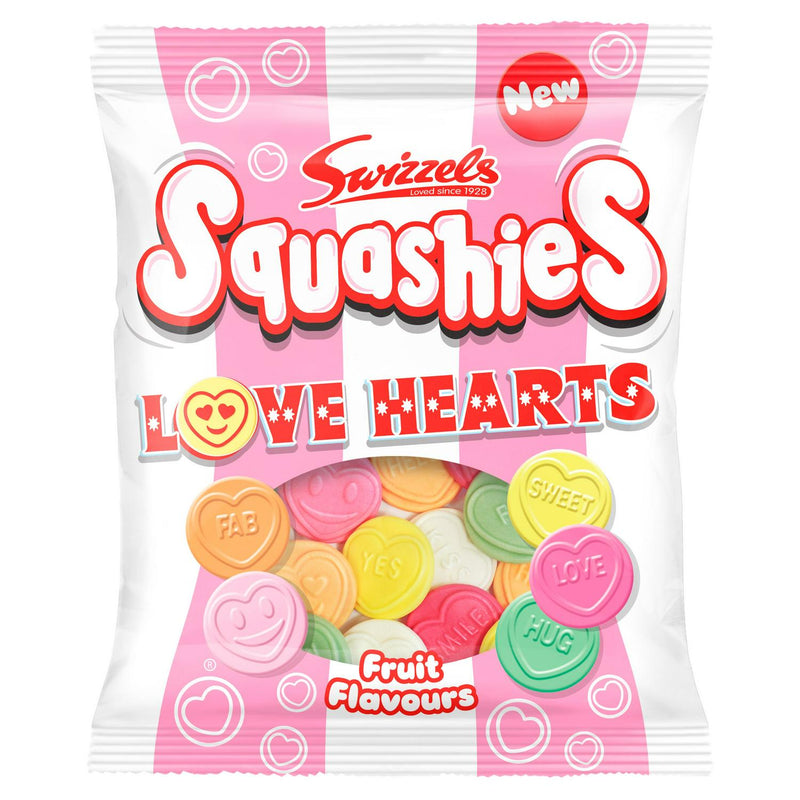 Swizzels Squashies Love Hearts Fruit Flavour 140g (British brand)