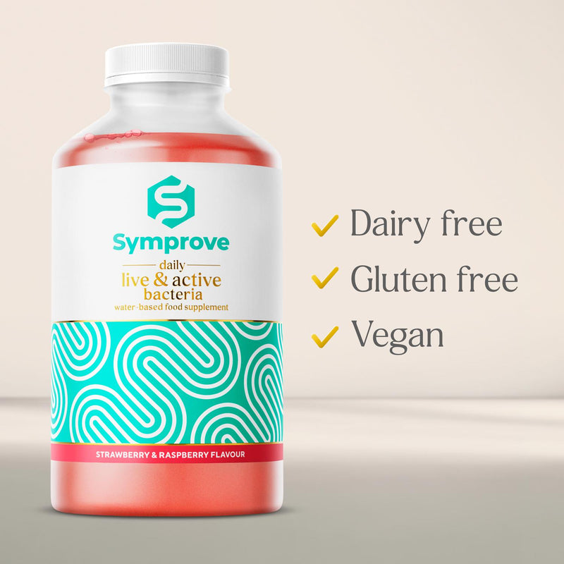 Symprove probiotic supplement strawberry raspberry 500ml (British brand)