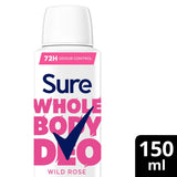 Sure Women Wild Rose Whole Body Deodorant Spray 72h Odour Control 150ml