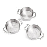 3-Tier Stainless Steel Steamer with Glass Lid, 18cm Diameter