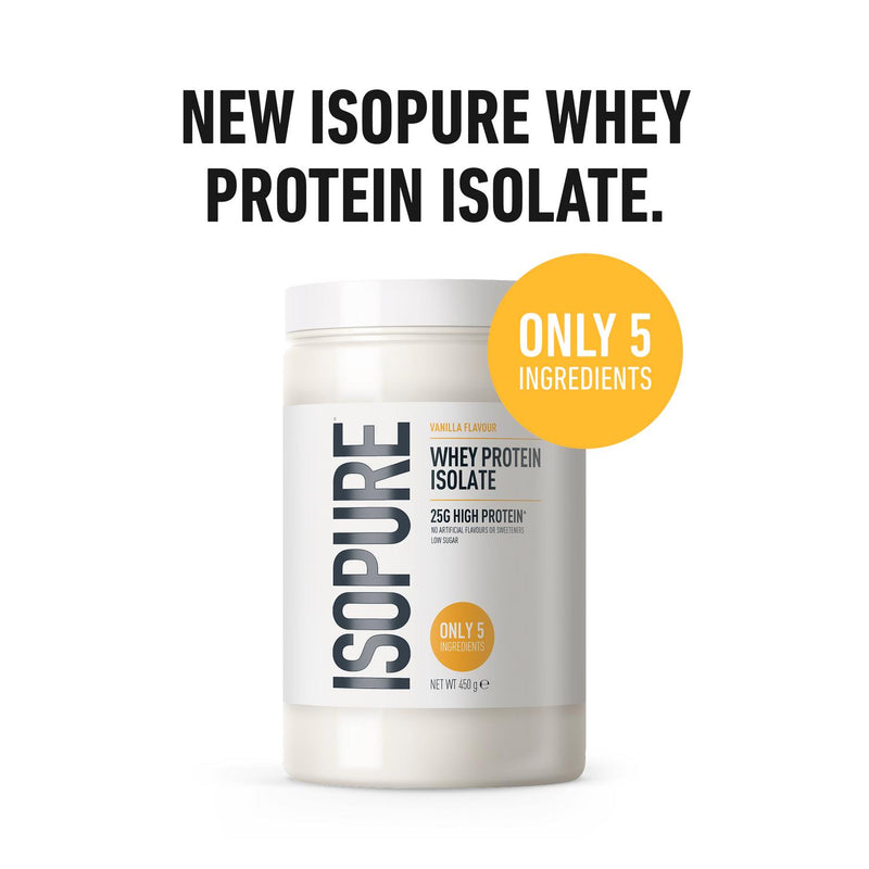 Isopure vanilla whey protein isolate powder 450g tub, UK version