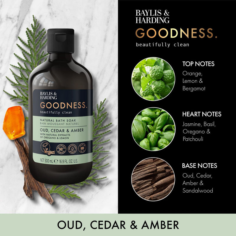Baylis & Harding Goodness Oud Cedar & Amber Natural Bath Soak 500ml