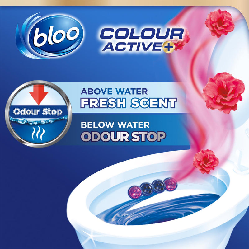 Bloo Colour Active Flower toilet rim block 2x50g - British product