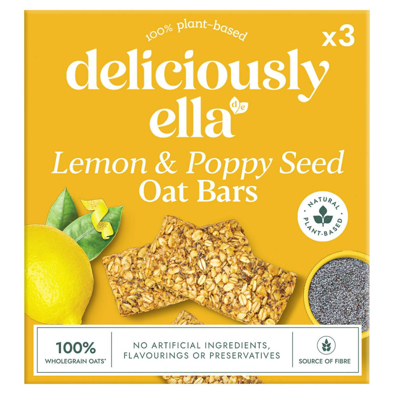 Deliciously Ella Lemon Poppy Seed Oat Flapjack 3x50g - British product