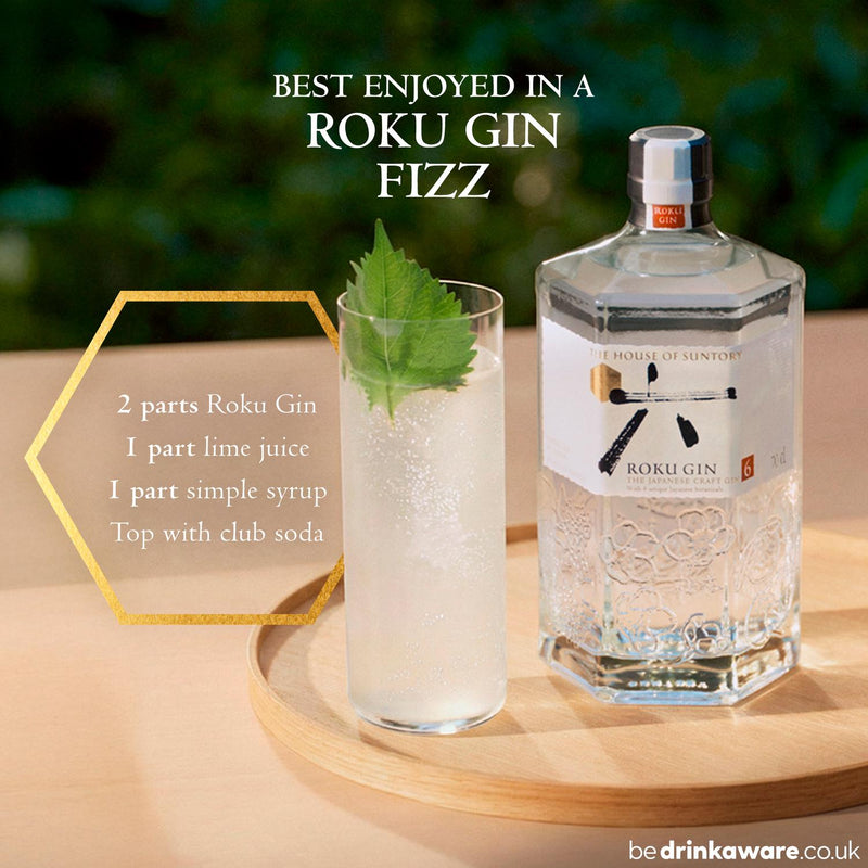 Roku Japanese craft gin 70cl, imported from the UK