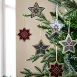Habitat Pack of 6 Flat Printed Wooden Star Christmas Decoration