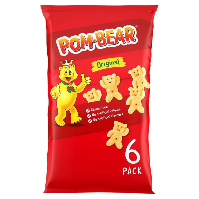 KP Original Pom Bear potato snacks 6x13g pack, imported from the UK
