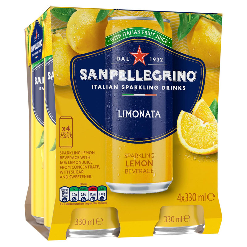 San Pellegrino Sparkling Lemon Drink 4 x 330ml (British brand)