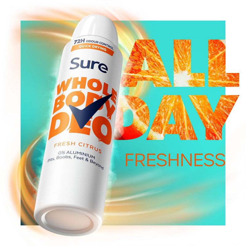 Sure Women Fresh Citrus Whole Body Deodorant Spray 72h Odour Control 150ml
