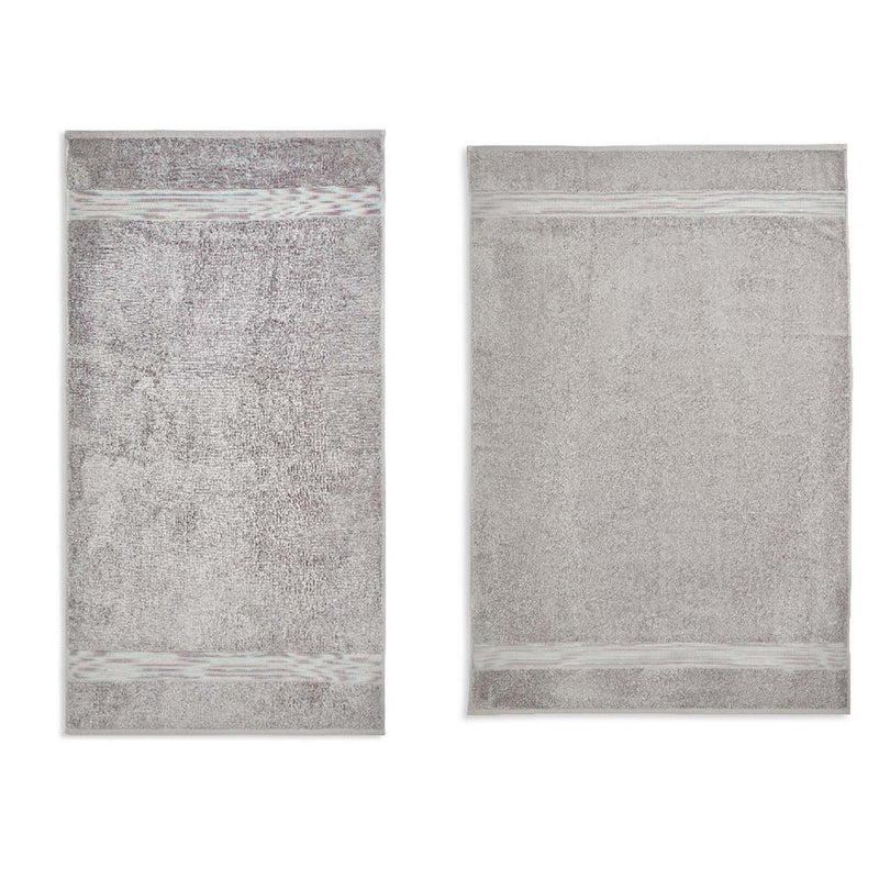 Luxury Egyptian Cotton Bath Towel or Sheet with Plush Pile, Silver Striped Design
