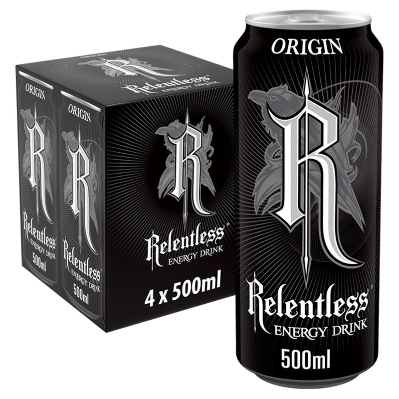 Relentless Origin energy drink 4x500ml, imported from the UK
