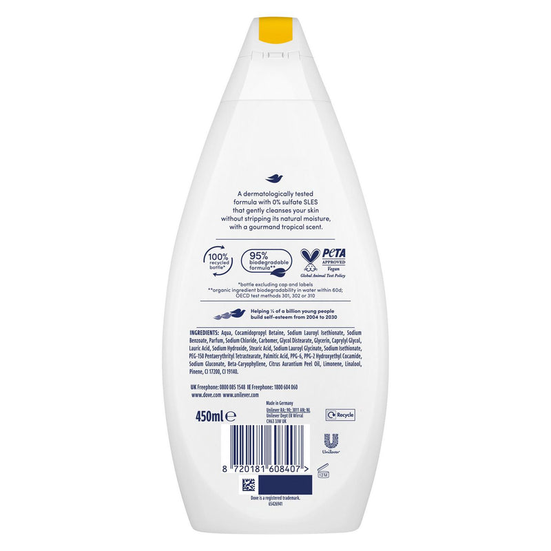 Dove body wash creamy indulge 450ml tropical floral scent, UK version
