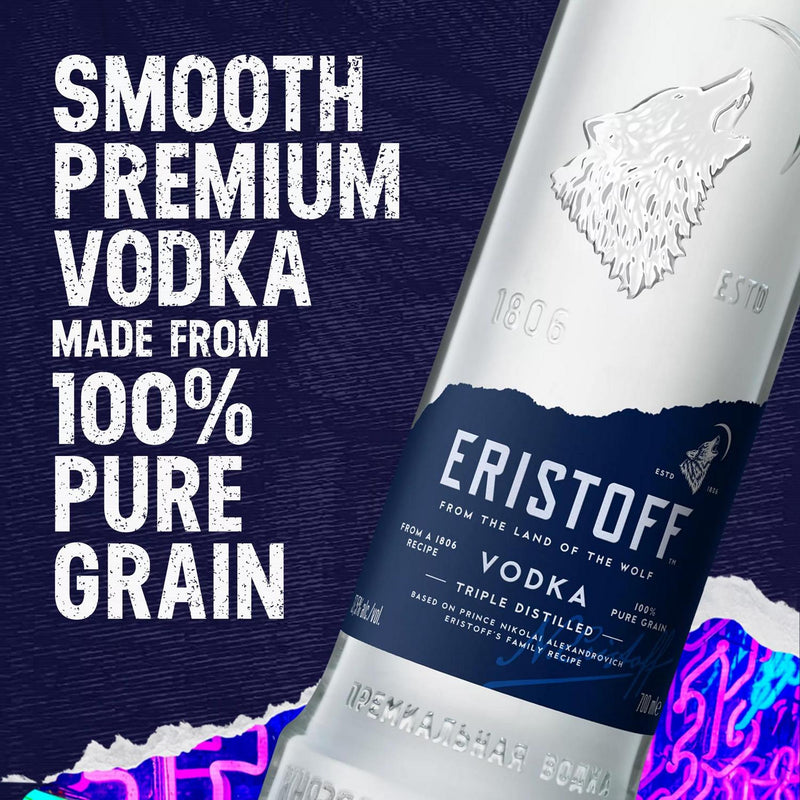 Eristoff Original Pure Grain Vodka 70cl bottle - British product