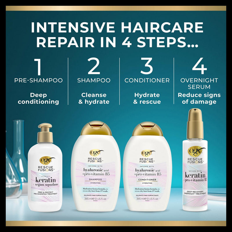 OGX Rescue Fusions Hyaluronic Acid Shampoo, imported from the UK