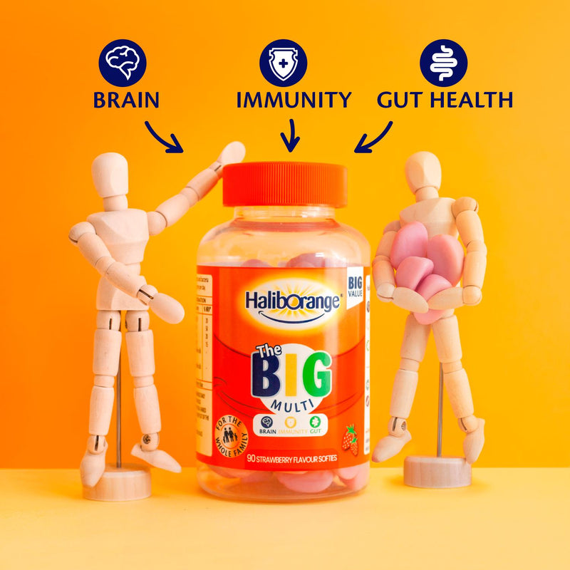 Haliborange Big Multi strawberry flavour gummies 90 count, UK version
