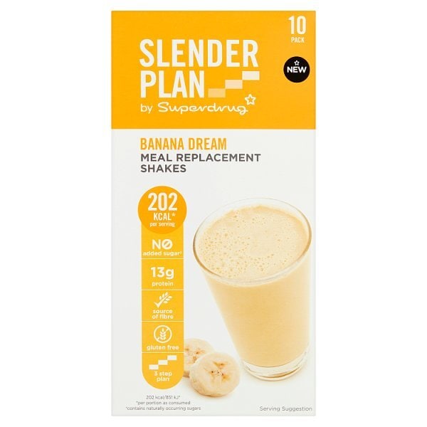 Superdrug Slenderplan Meal Replacement Shake Banana x10 GOODS Superdrug