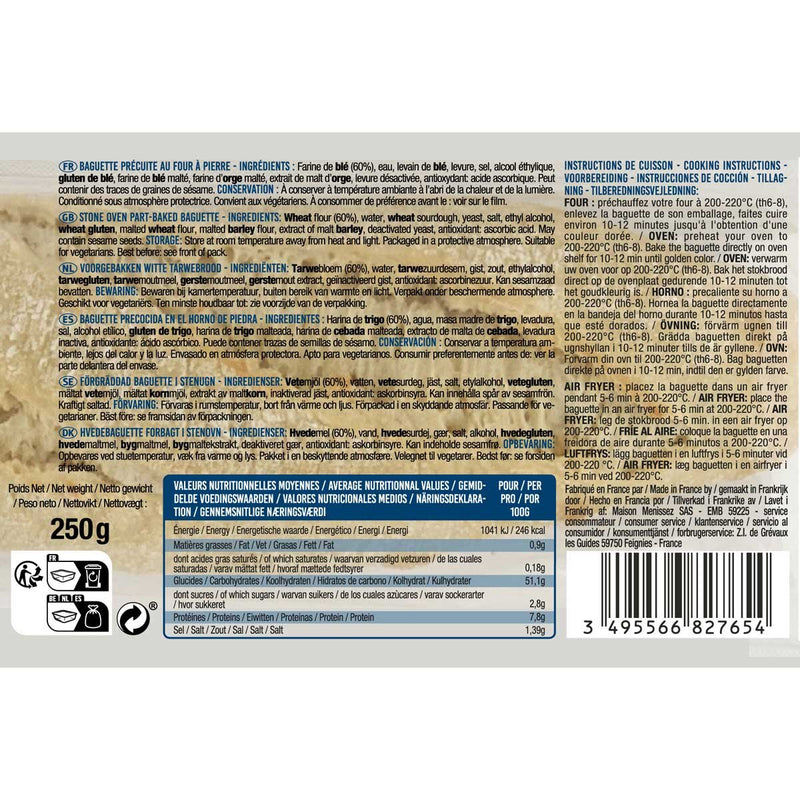 Menissez Sourdough Baguette 5 Pack, imported from the UK