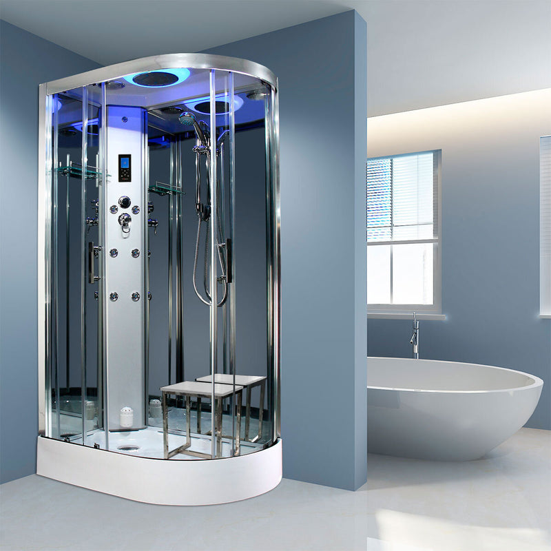 Insignia Diamond 1100mm offset quadrant steam shower in 2 colours, UK version