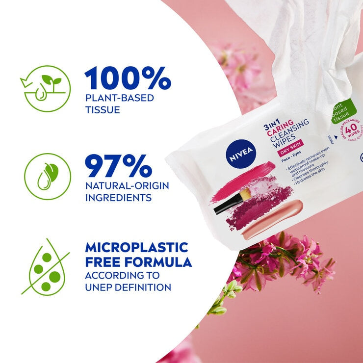 Nivea Biodegradable Face Wipes Almond Oil, imported from the UK