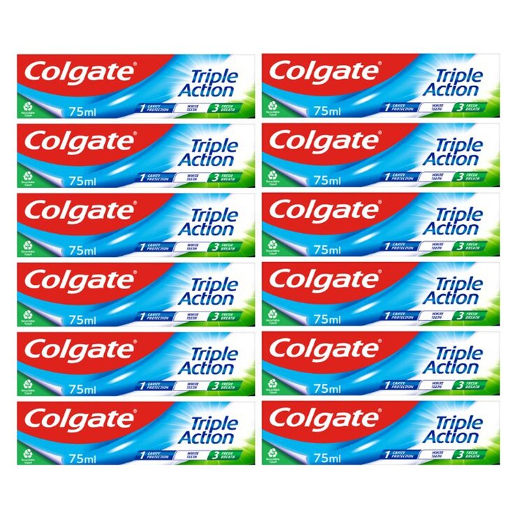 Colgate Triple Action Toothpaste 12 x 75ml - British product