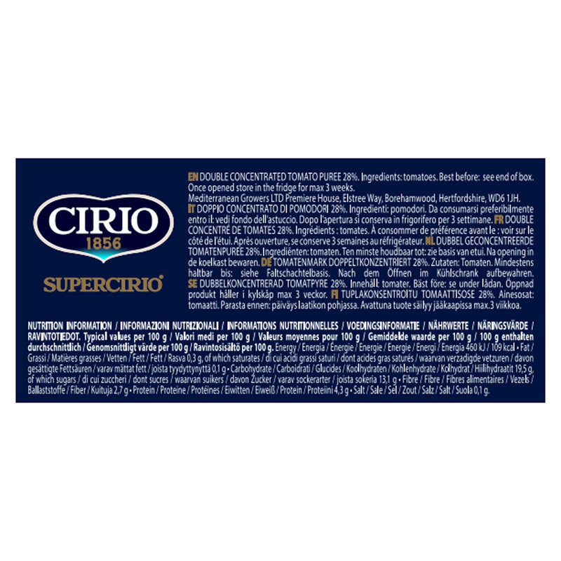 Cirio Tomato Puree Tube 12 x 140g - British product