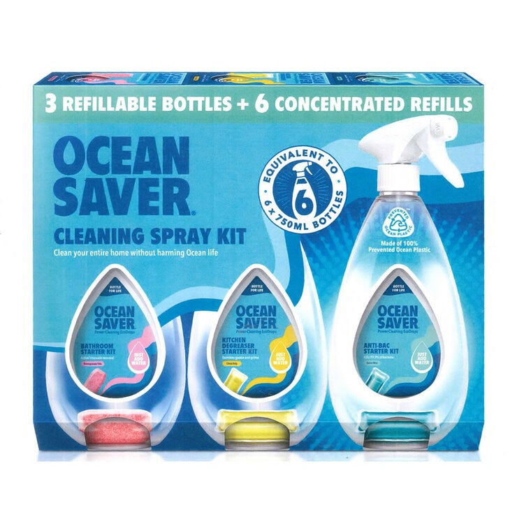Oceansaver Cleaning Spray Kit 3 Bottles 6 Concentrated Refills