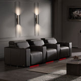Valencia Barcelona Black Leather Power Reclining Home Theatre Seating Row of 3