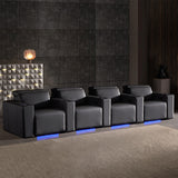 Valencia black leather home theatre seating set of 4 (British brand)