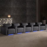 Valencia Barcelona Black Leather Power Reclining Home Theatre Seating - Row of 5