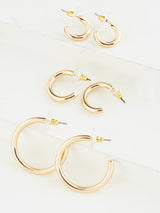 Gold Tone Hoop Earrings 3 Pack Jewelry