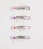 Self-Portrait Kids Velvet Pearl Bow Hairclips (Set of 4)