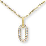 0.27ctw Diamond Paperclip Pendant with 18 Inch Chain in 14ct Yellow Gold