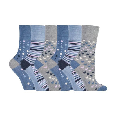 Gentle Grip Bamboo Socks Non Elastic 6 Pack Ladies Size 4-8 UK