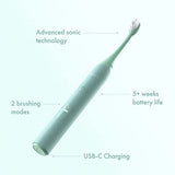 Ordo Sonic Lite Electric Toothbrush Sage, imported from the UK