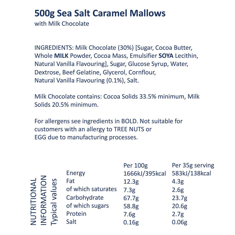 J.Charles sea salt caramel chocolate marshmallows 500g, UK version