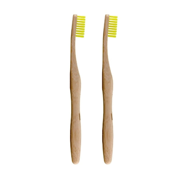 Dr Botanicals Bamboo Toothbrush Yellow Twin Pack - British product