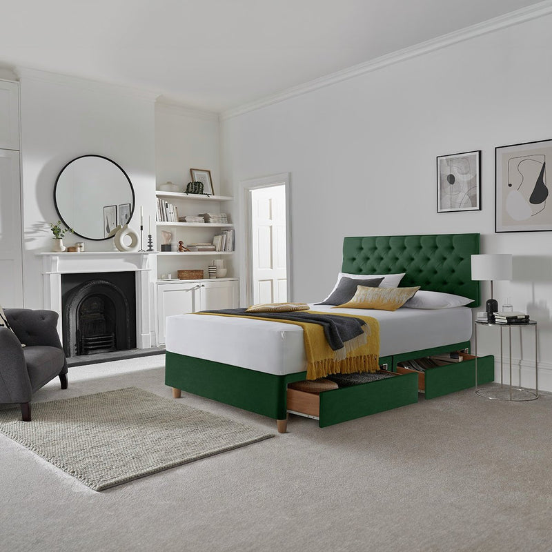 Silentnight Sassaria Double Divan Bed Set in Green (British brand)